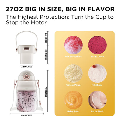 Portable Blender for Shakes and Smoothies with 27oz Cup and Lid