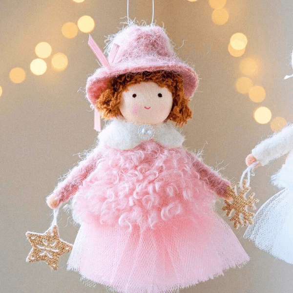 Handmade Angel with Round Hat & Handmade Angel with Checkered Skirt