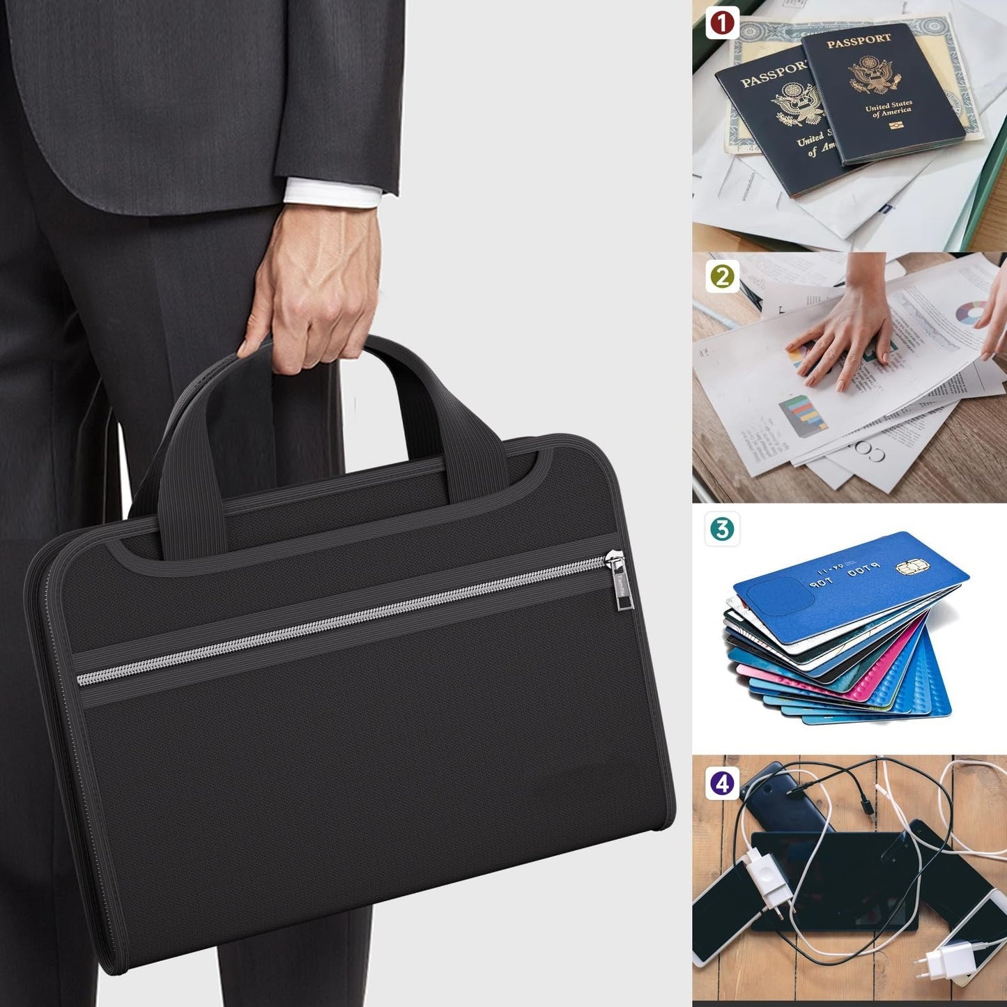 Fireproof Accordion File Organizer with Handle