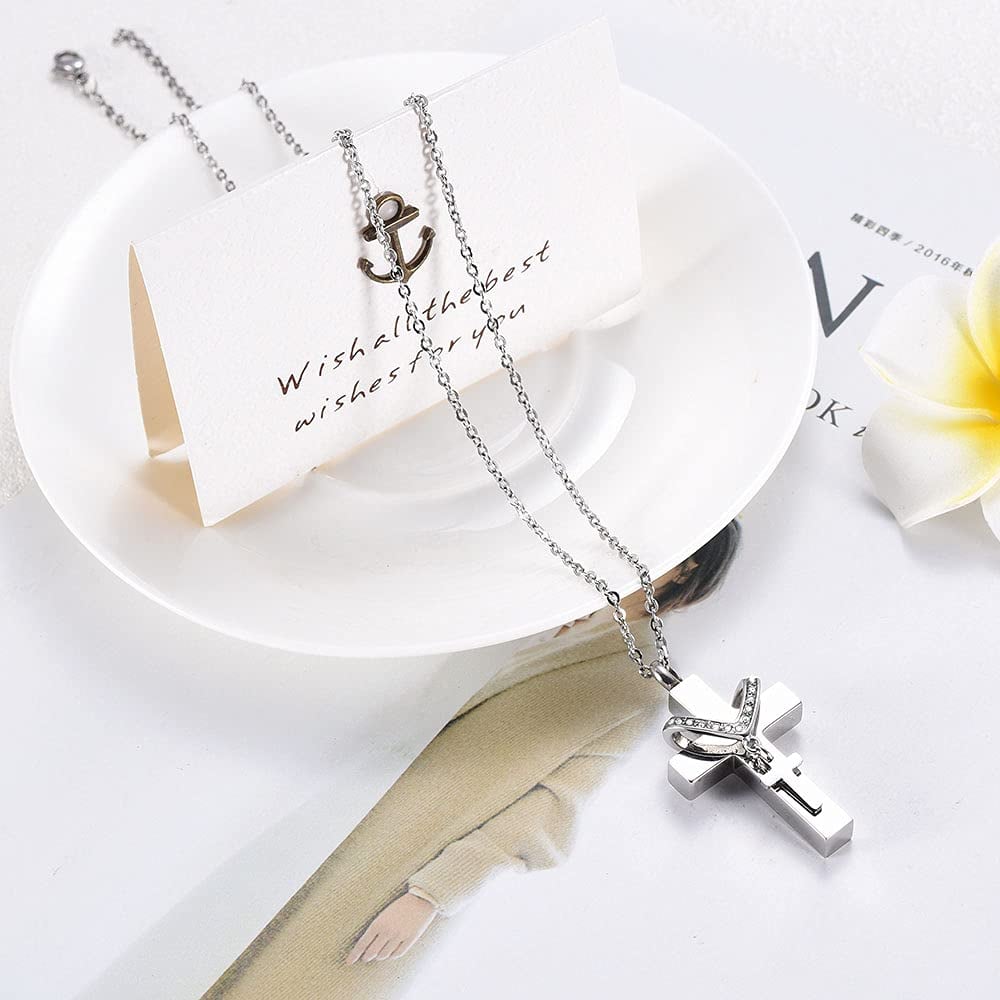 Cremation Jewelry for Ashes – Cross Urn Necklace Pendant ⚱️✝️