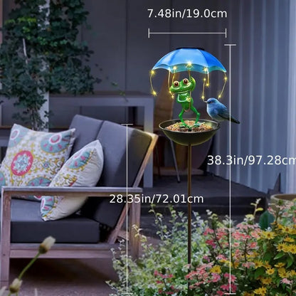 🏆Flash Sale⚡ 50K+ SOLD! Almost Gone-💥Solar-Powered LED Animal Umbrella Light with Bird Feeder(Frog/Bee/Flamingo)
