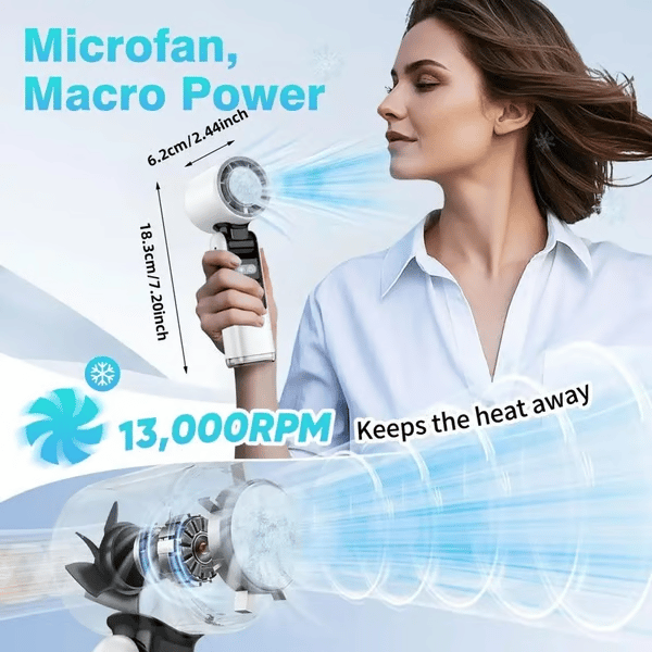 🌀Summer Hot Sale- Multifunction Portable Handheld Turbo Ice-Cooling Fan | AC-Like Gel Pad Tech, 5 Gears❄️