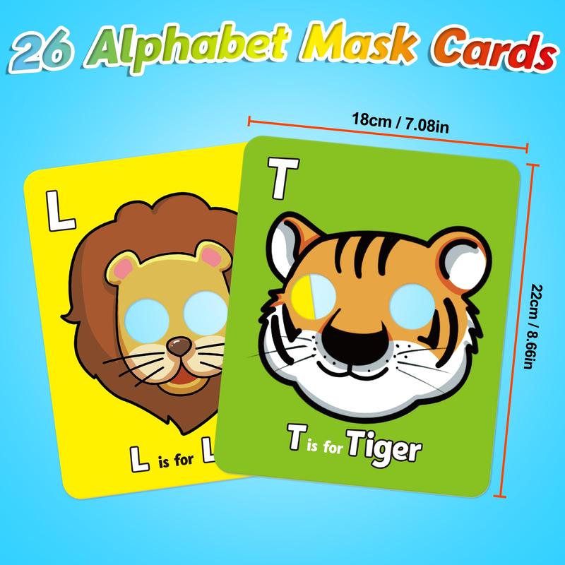 ✨Buy 2 Get Free Shipping🔥26 Pcs Alphabet ABC Flash Cards with Animal Masks