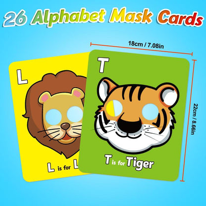 ✨Buy 2 Get Free Shipping🔥26 Pcs Alphabet ABC Flash Cards with Animal Masks