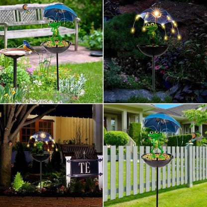 🏆Flash Sale⚡ 50K+ SOLD! Almost Gone-💥Solar-Powered LED Animal Umbrella Light with Bird Feeder(Frog/Bee/Flamingo)