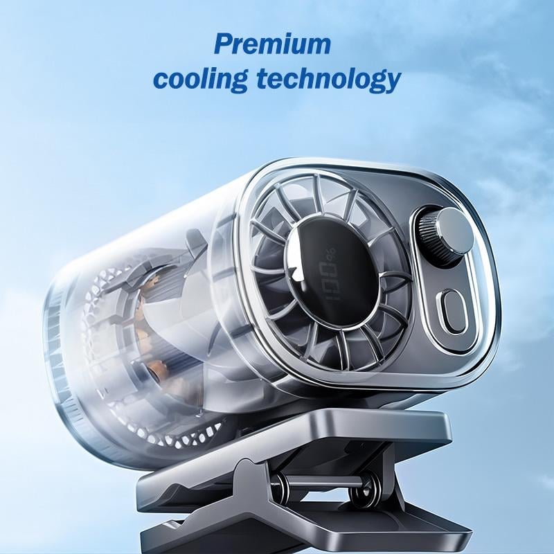 ❄️2025 New Car Clip Fan with LED Display[360° Rotatable 100 Speed Wind 12V USB Rechargeable 1800mAh  Low Noise Mini Fan Clamp Anywhere]