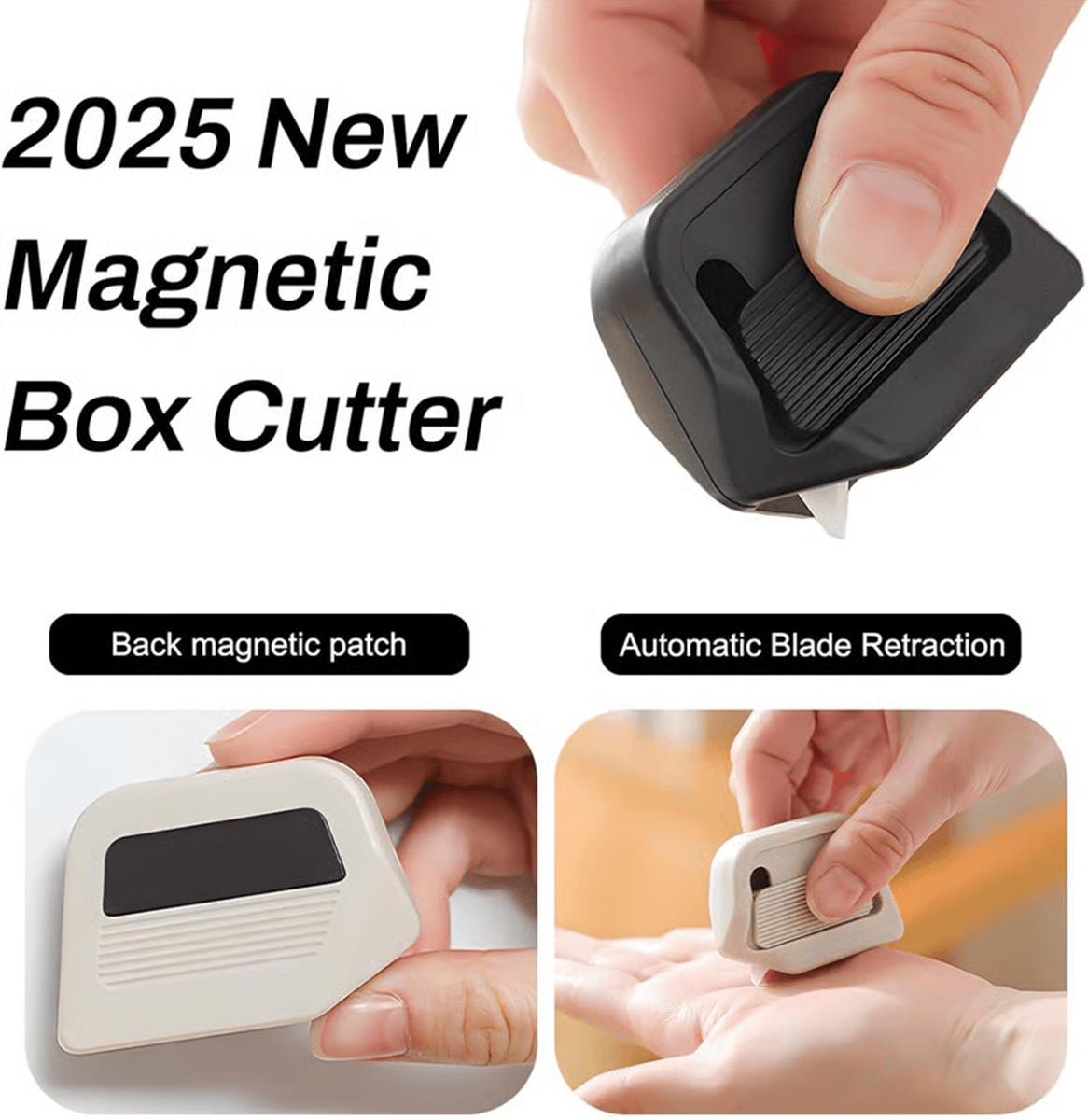 💥Magnetic Retractable Box Cutter - Safety Lock Utility Knife with Built-in Magnet for Easy Storage & Quick Access