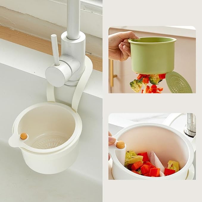 Hanging Sink Drain Basket with Bottom Release – Multi-Purpose Kitchen Strainer for Leftovers, Fruits, Tea & Cleaning Tools