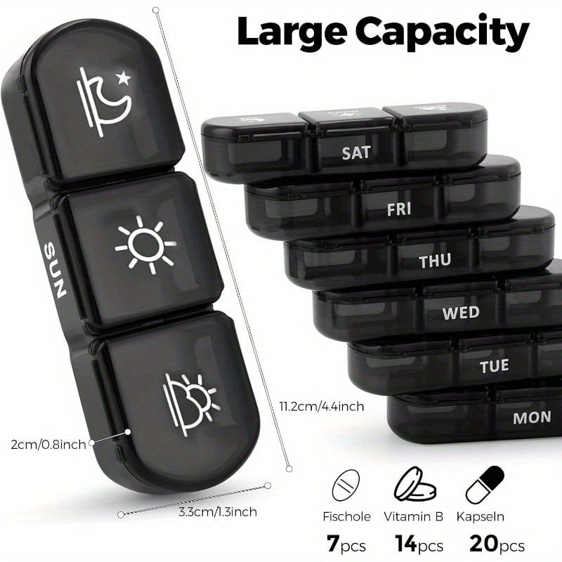 Portable Travel Pill Organizer,7-Day Pill Box