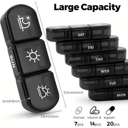 Portable Travel Pill Organizer,7-Day Pill Box