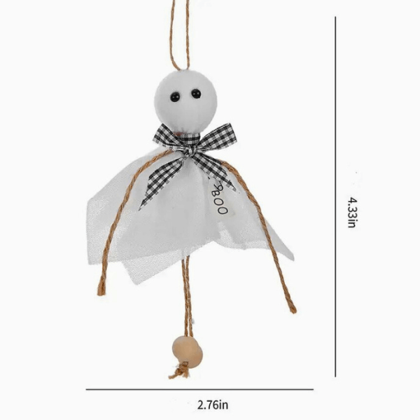 Ghostly Farmhouse Hanging Ornaments – Black & White Bow Style