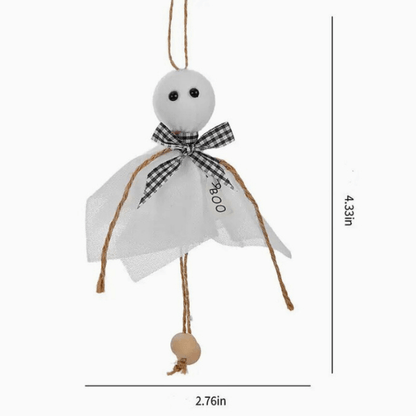 Ghostly Farmhouse Hanging Ornaments – Black & White Bow Style