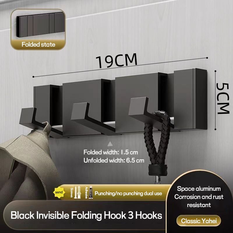 🔥2025 New Arrival👍🏻Folding Hideaway Towel Hanger Hooks Wall Mounted