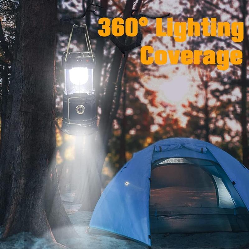 Collapsible Portable LED Camping Lantern Lightweight Waterproof Solar USB Rechargeable Flashlight