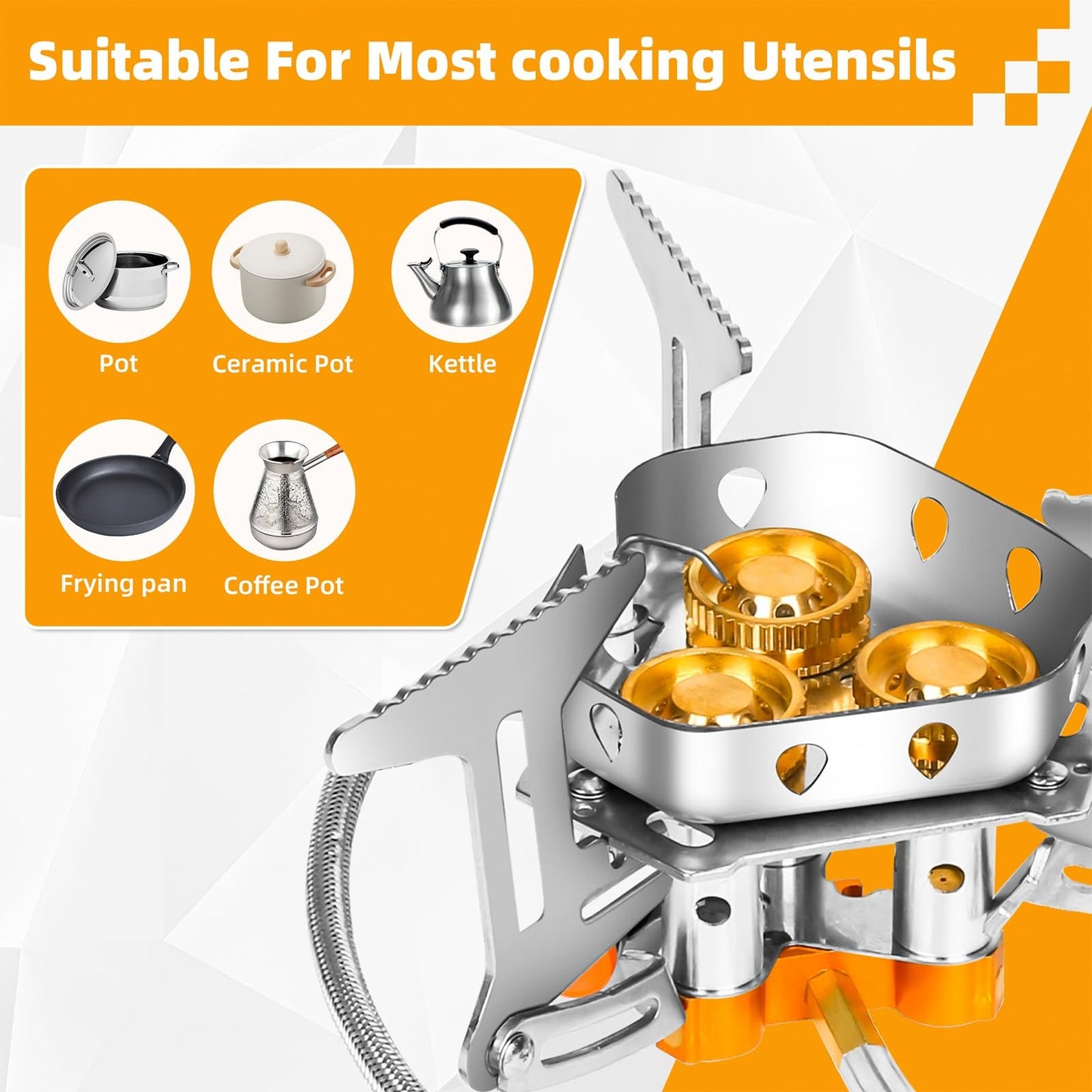 🔥49% OFF🌟9900W/7200W Windproof Camping Stove, Camping Gas Stove with Piezo Ignition