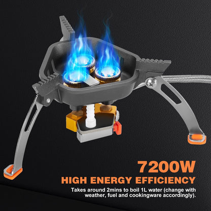 🔥49% OFF🌟9900W/7200W Windproof Camping Stove, Camping Gas Stove with Piezo Ignition