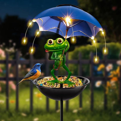 🏆Flash Sale⚡ 50K+ SOLD! Almost Gone-💥Solar-Powered LED Animal Umbrella Light with Bird Feeder(Frog/Bee/Flamingo)