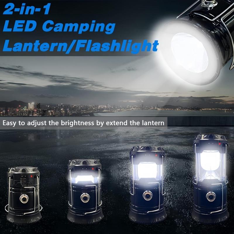 Collapsible Portable LED Camping Lantern Lightweight Waterproof Solar USB Rechargeable Flashlight