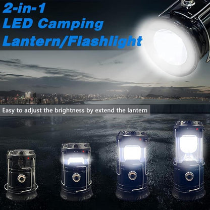 Collapsible Portable LED Camping Lantern Lightweight Waterproof Solar USB Rechargeable Flashlight