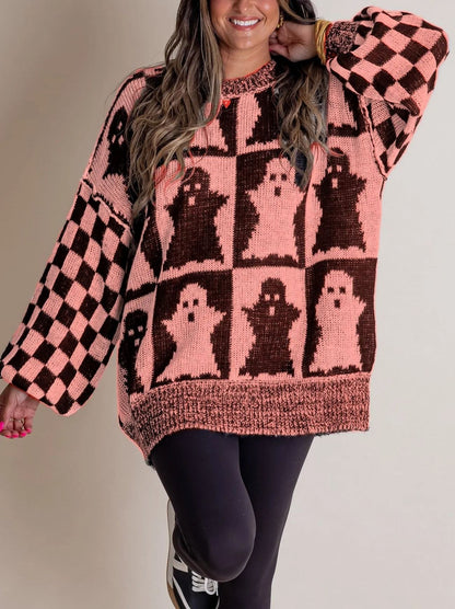 🎃SPOOKY SEASON - 2025 Halloween Checkered Sweater