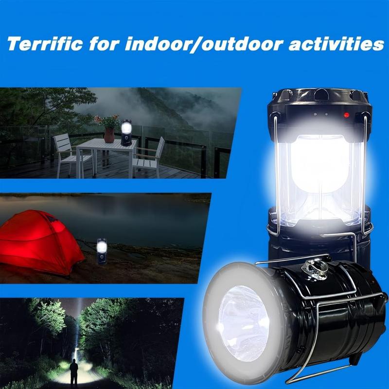 Collapsible Portable LED Camping Lantern Lightweight Waterproof Solar USB Rechargeable Flashlight