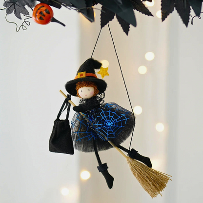Broomstick Spiderweb Halloween Witch Angels