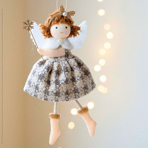 Handmade Angel with Round Hat & Handmade Angel with Checkered Skirt