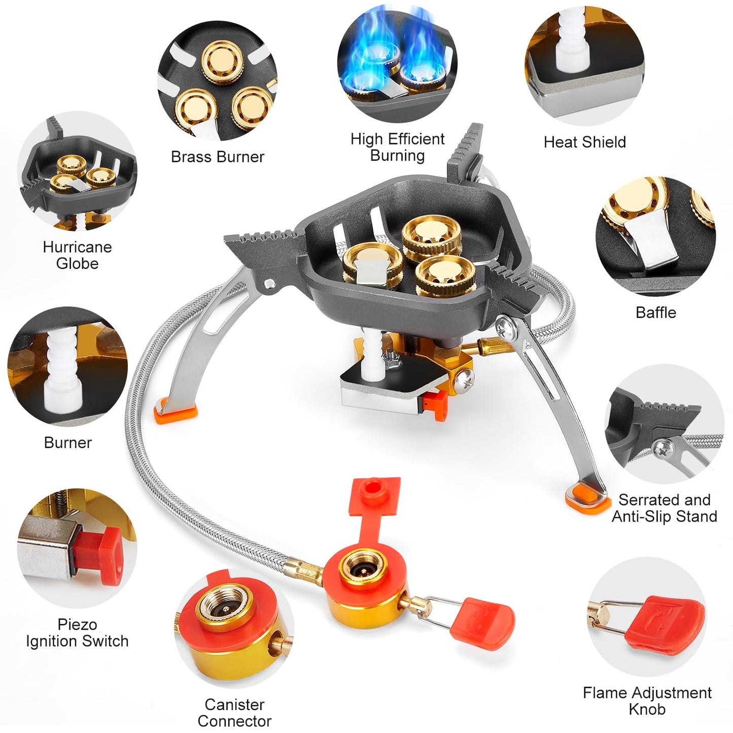 🔥49% OFF🌟9900W/7200W Windproof Camping Stove, Camping Gas Stove with Piezo Ignition