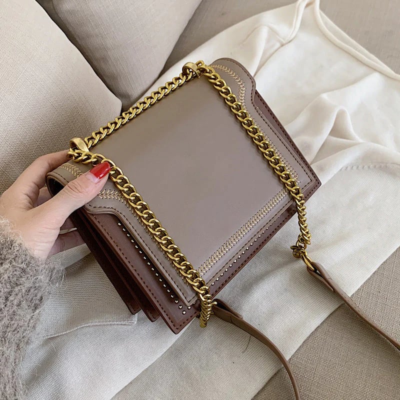 Retro Shoulder Mini Square Bag with Chain Strap
