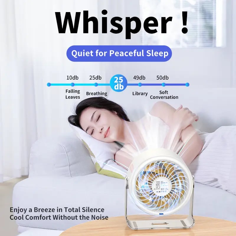 Coolhill fan Desktop Fan, Turbo Table Fan for office, 100-Speed Digital Display, Low Noise,Rechargeable Battery