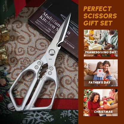 🥩All-Purpose Stainless Steel Kitchen Scissors – Heavy Duty Cooking Shears for Meat, Poultry, and More