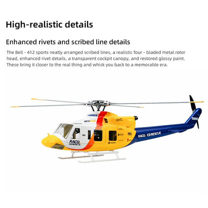 FLYWING BELL-412 V4 470-Class RC Military Helicopter – 2.4G 6CH