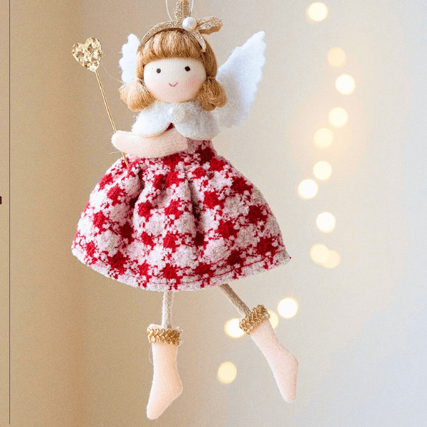 Handmade Angel with Round Hat & Handmade Angel with Checkered Skirt