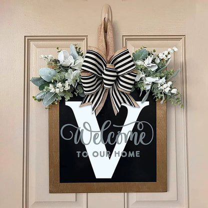 Letter & Leaf Design Door Hanger