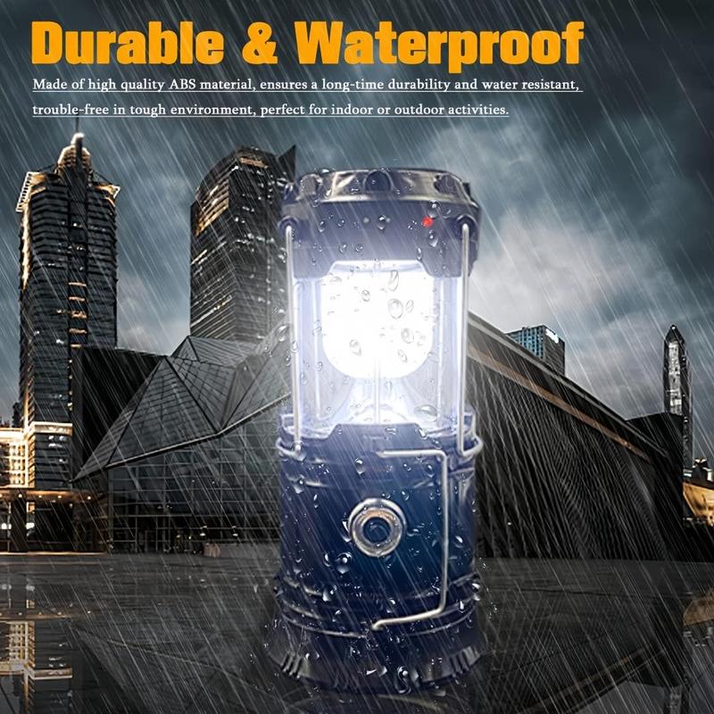 Collapsible Portable LED Camping Lantern Lightweight Waterproof Solar USB Rechargeable Flashlight