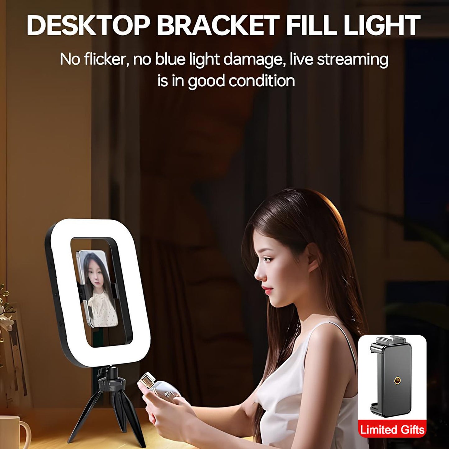 🔥 49% Off🔥Rechargeable Selfie Portable Ring Light – Adjustable Bicolor Fill Light