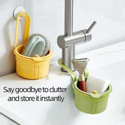 Hanging Sink Drain Basket with Bottom Release – Multi-Purpose Kitchen Strainer for Leftovers, Fruits, Tea & Cleaning Tools