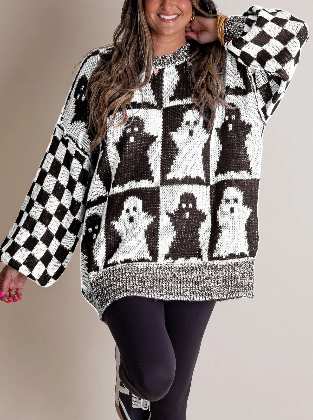 🎃SPOOKY SEASON - 2025 Halloween Checkered Sweater