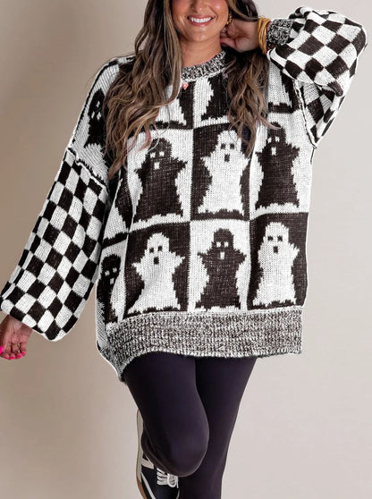 🎃SPOOKY SEASON - 2025 Halloween Checkered Sweater