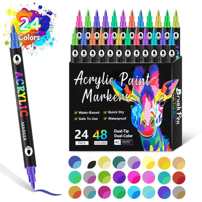 🔥Last Day Promotion-49% OFF - Dual Tip Acrylic Paint Pen Marker - 24/48/72/120 Colours
