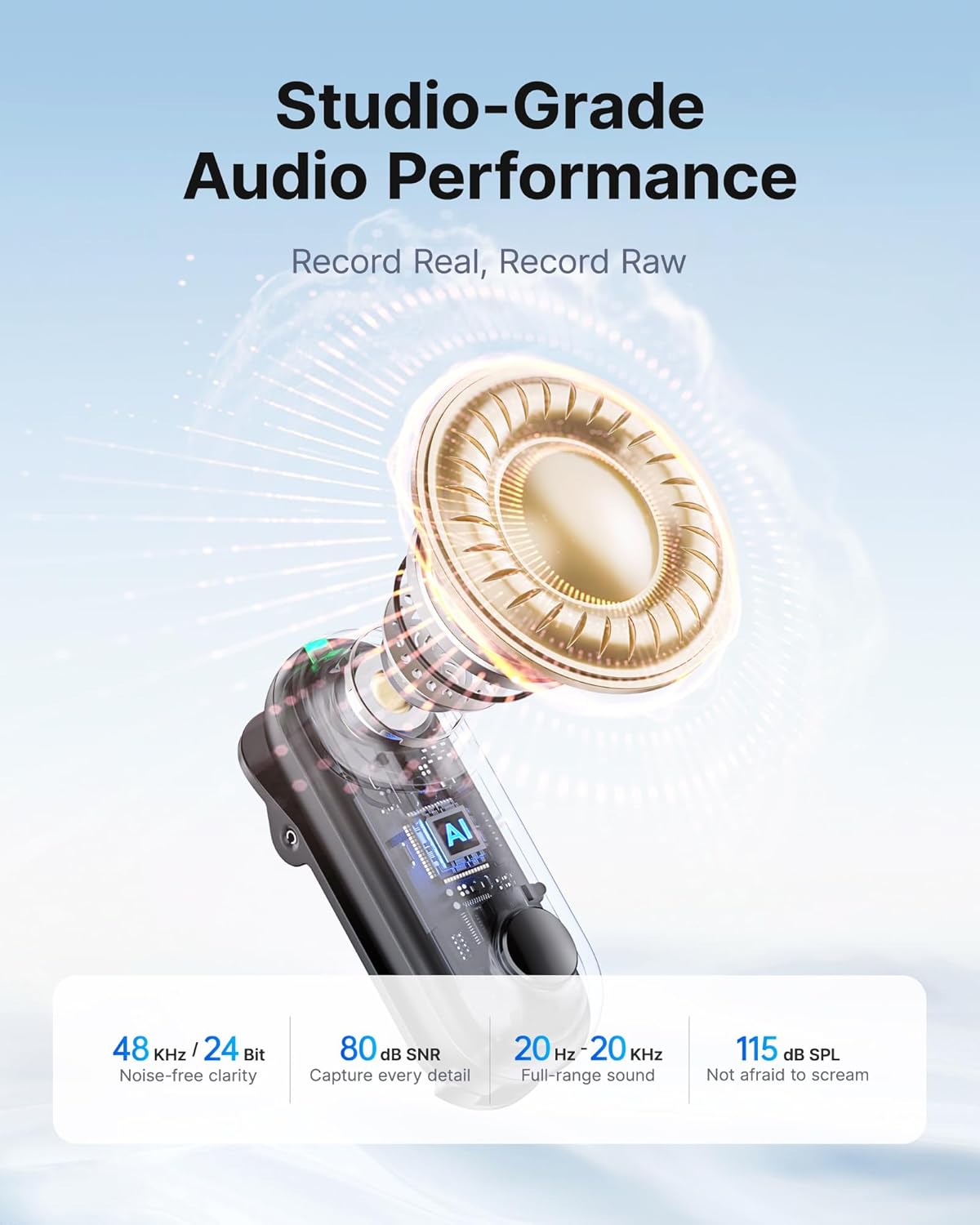 Magic Wireless Mini Microphones for iPhone/Android, 4 Form-in-1 Mic, 7g Lightweight, AI Noise Reduction, 48kHz/24bit, APP Control, 328ft Range, Microphone for Recording