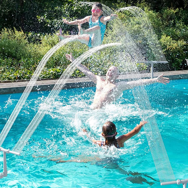 Solar Pool Fountain with Lights Dual Arc - Above/Inground Pool Fountain Lights with Remote Control