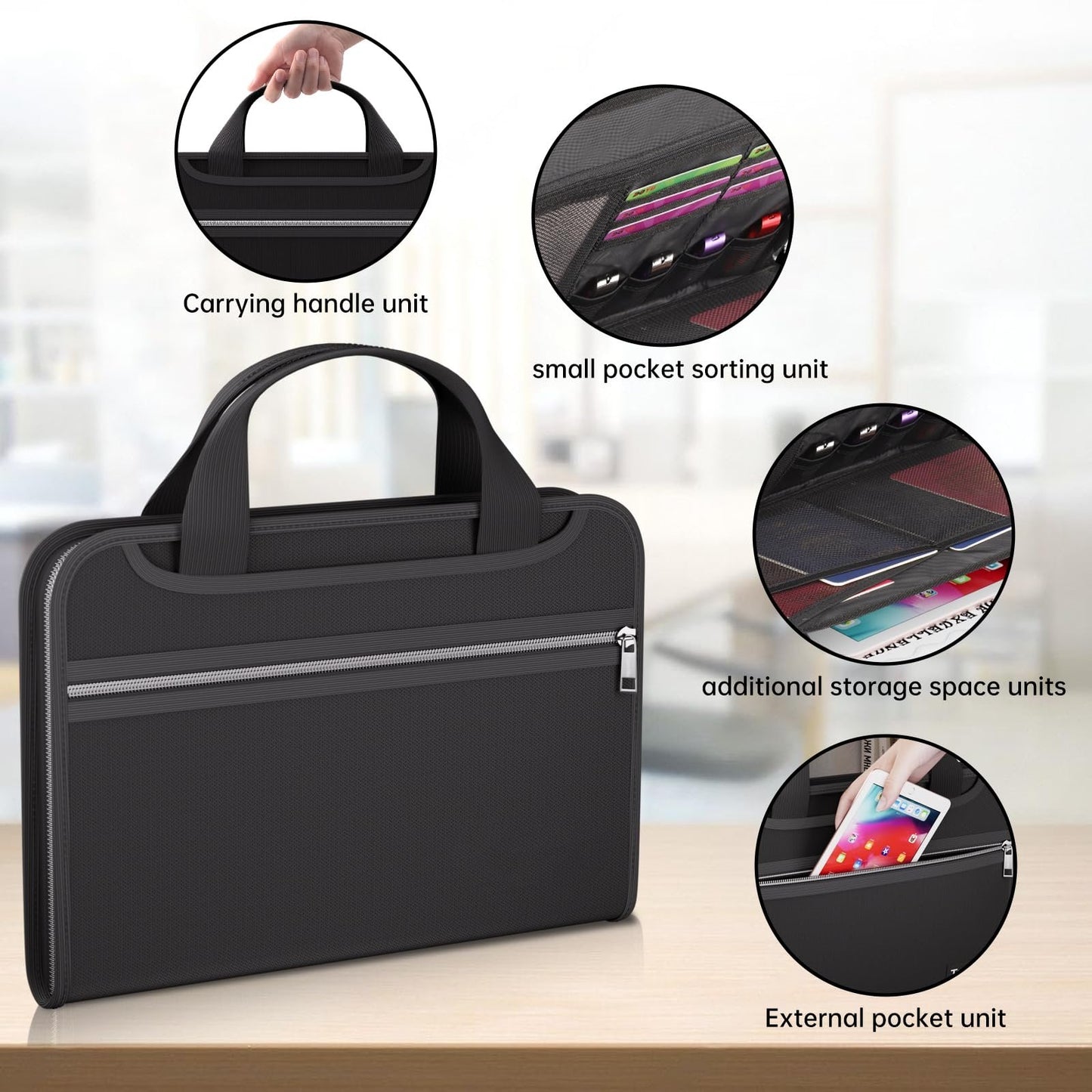 Fireproof Accordion File Organizer with Handle