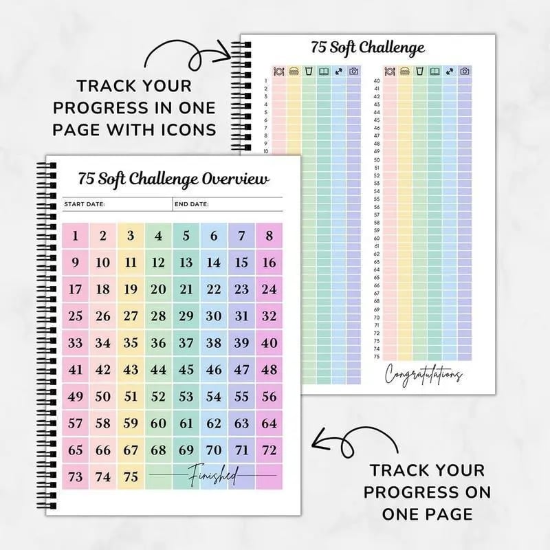 🔥75 Day Goal Challenge Planner Notebook
