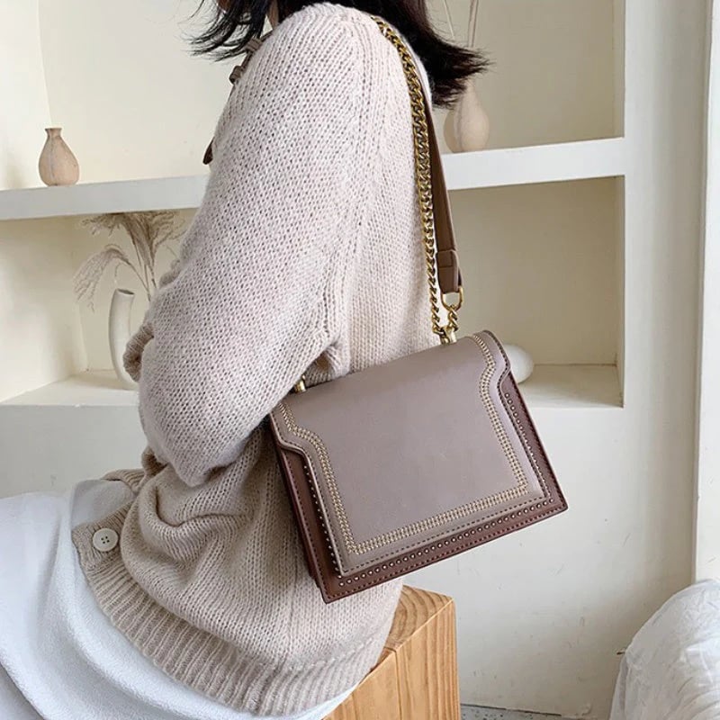 Retro Shoulder Mini Square Bag with Chain Strap