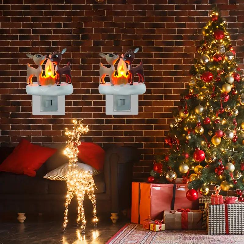 🔥Christmas Sale-3D Snowman Campfire Night Light,Christmas Eve Campfire Flickering Night Light