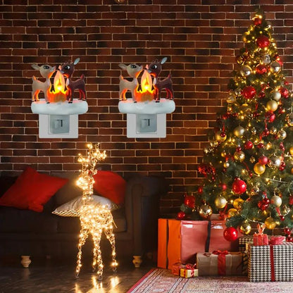 🔥Christmas Sale-3D Snowman Campfire Night Light,Christmas Eve Campfire Flickering Night Light