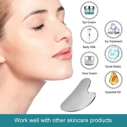💆‍♀️ Transform Your Skincare Routine✨ Kitsch Stainless Steel Gua Sha Tool - For Glowing, Stress-Free Skin!