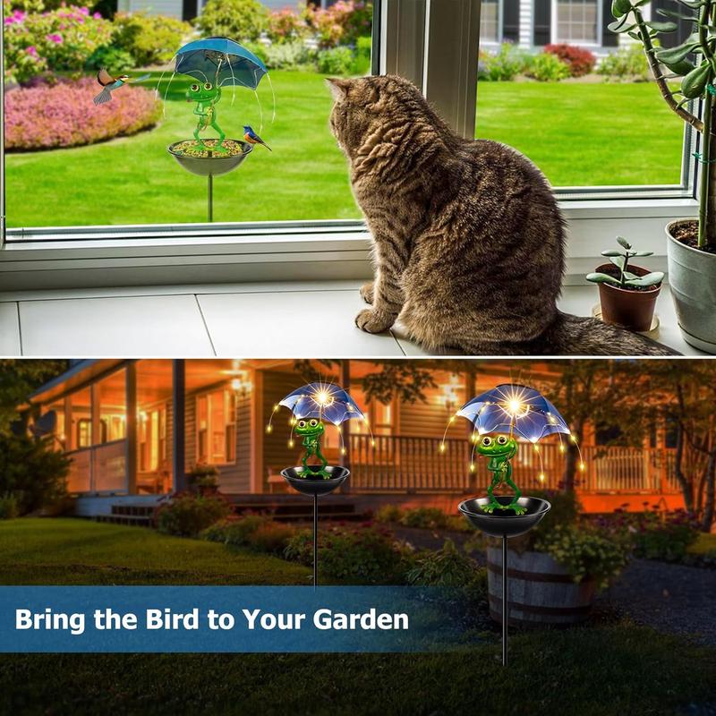 🏆Flash Sale⚡ 50K+ SOLD! Almost Gone-💥Solar-Powered LED Animal Umbrella Light with Bird Feeder(Frog/Bee/Flamingo)