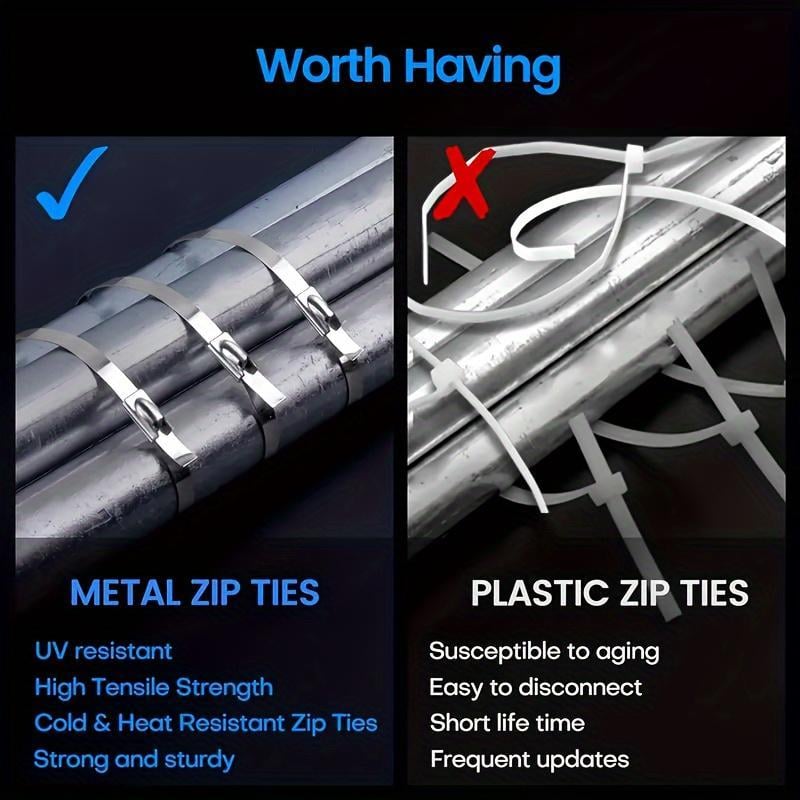 🔩304 Stainless Steel Cable Ties: Heavy-Duty, Secure & Weatherproof for Industrial & Outdoor Use